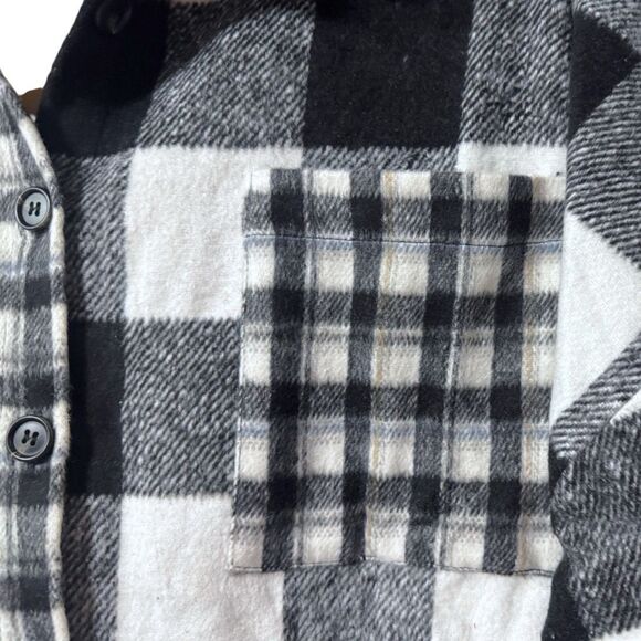 BiBi Black & White Plaid Fleece Button Down Long Sleeve Shirt Size XL NWT - Picture 10 of 13